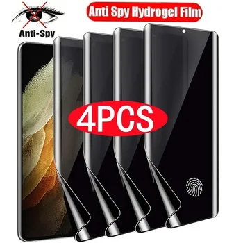 4 adet Anti casus hidrojel Film Samsung S21 S20 S22 S23 S24 Ultra FE not 20 10 9 8 S10 S9 S8 artı S10E gizlilik ekran koruyucu