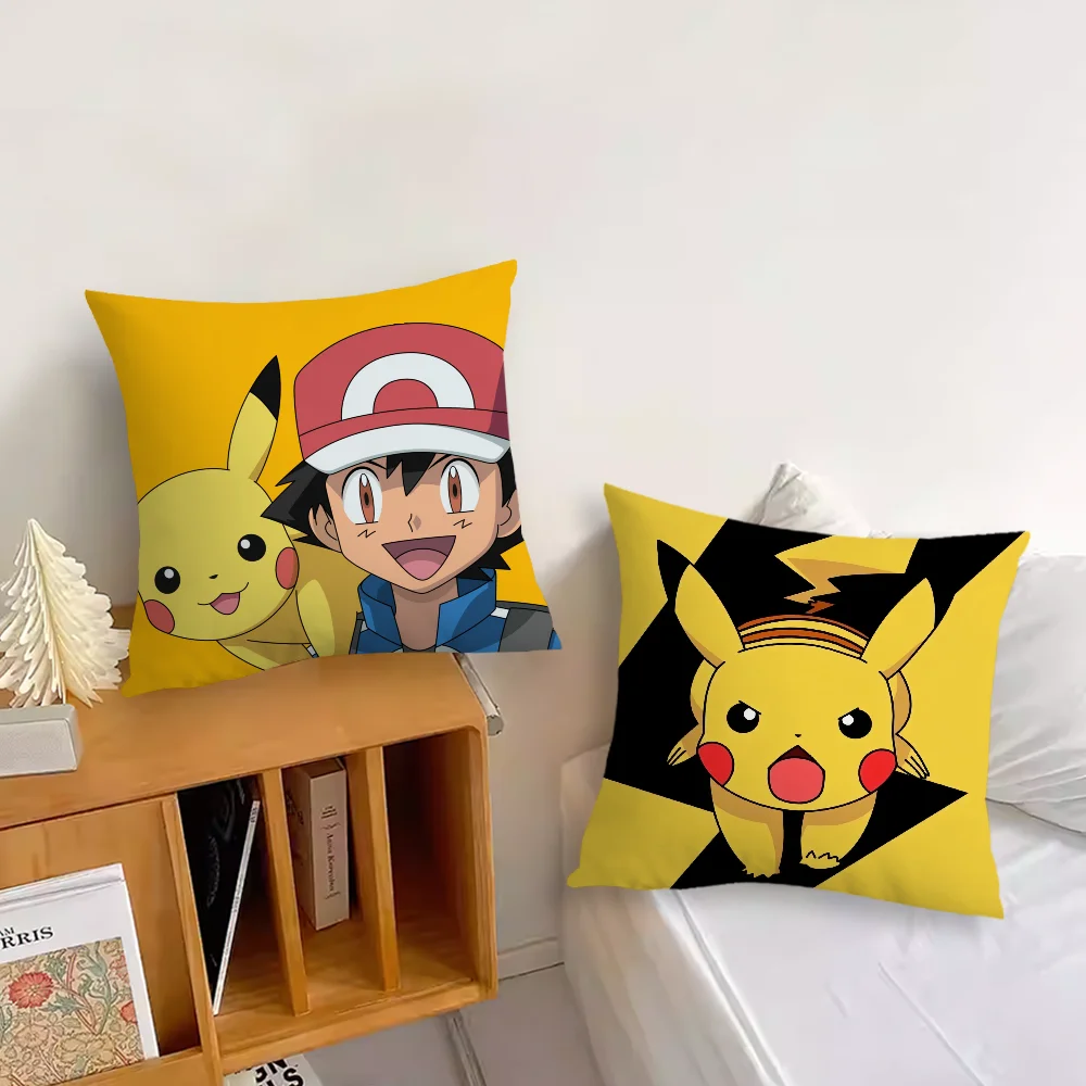 MINISO Cartoon Pillow Case Sofa Living Room Bedroom Headboard Backrest Cushion Square Cushion P-Pikachus-ES Cool Nap Time