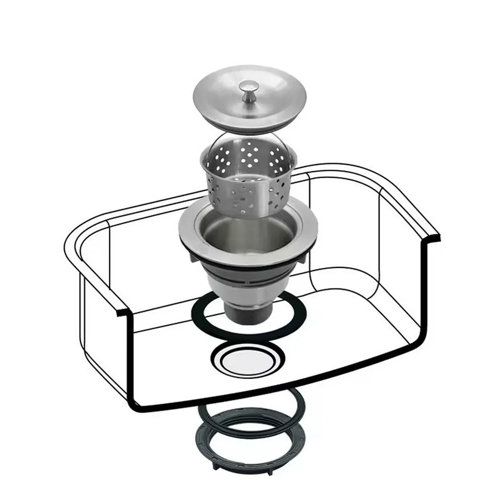 Kitchen Sink Drain Pipe with S Shaped Brushed Stainless Steel and Pull Up PP Part for Standard Sink Applications
