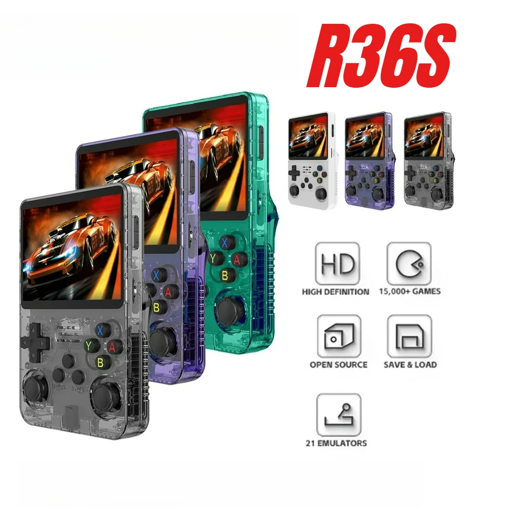 

R36S Handheld Game Console 3.5Inch IPS Screen 64G Classic Retro Games Consoles Portable Pocket Video Game Player