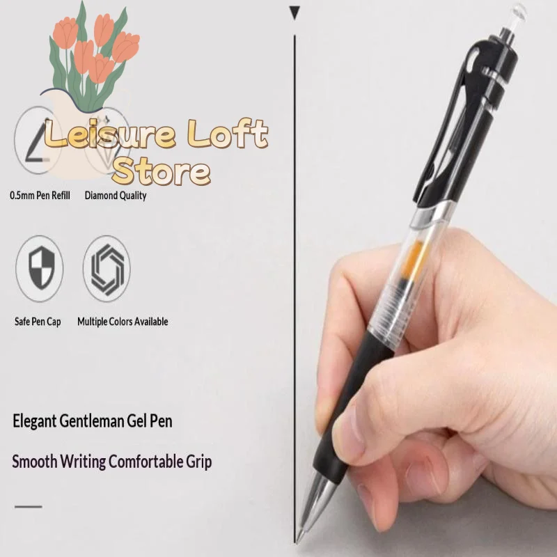 23Pcs Durable Retractable Gel Ink Pen 0.5mm Replaceable Refill Non-Bleed Stationery for Students Exam Writing Office