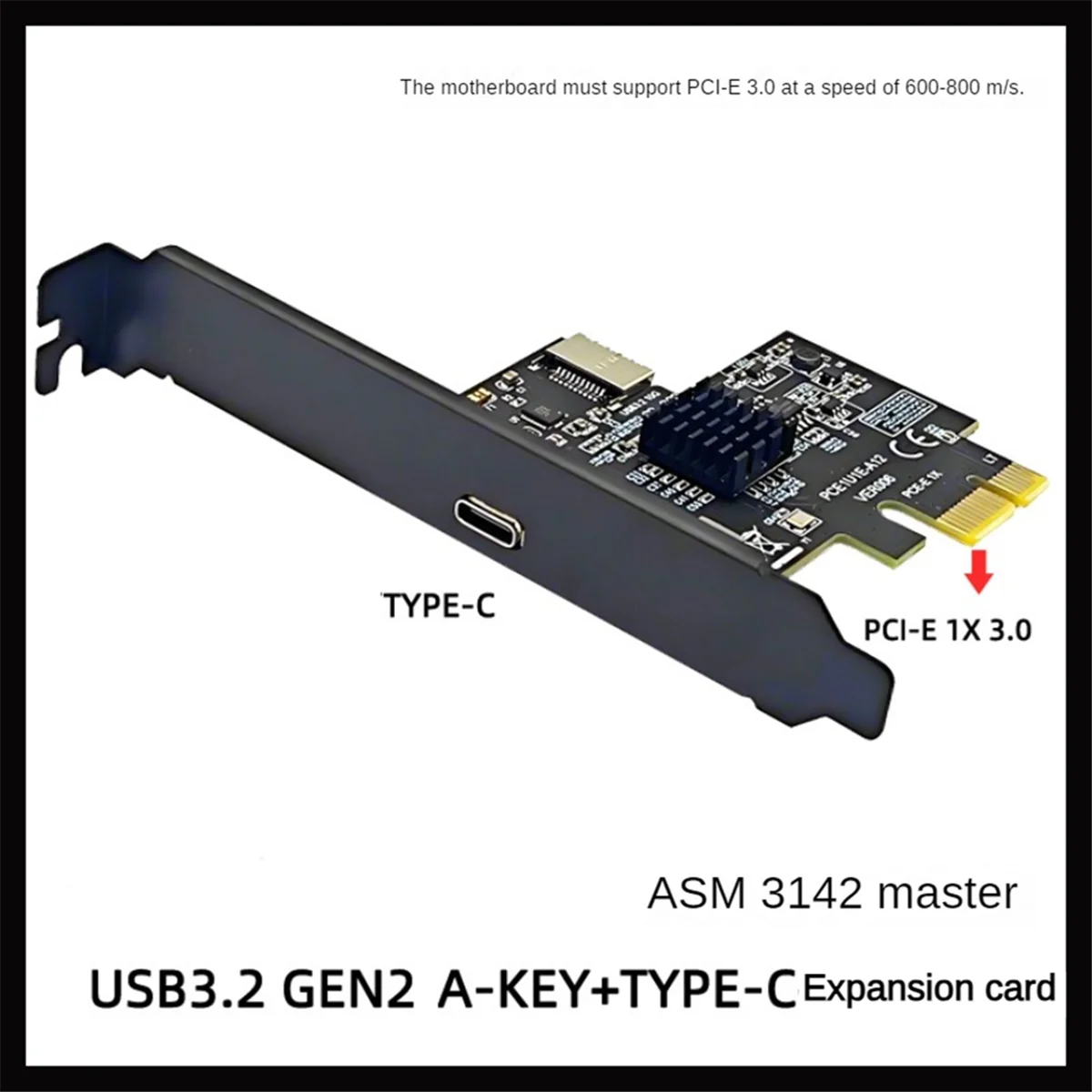 PCI-E 1X to Type-E + Type-C Expansion Card USB3.2 GEN2 10Gbps ASM3142 Chip PCI-E to USB-C Adapter for Desktop