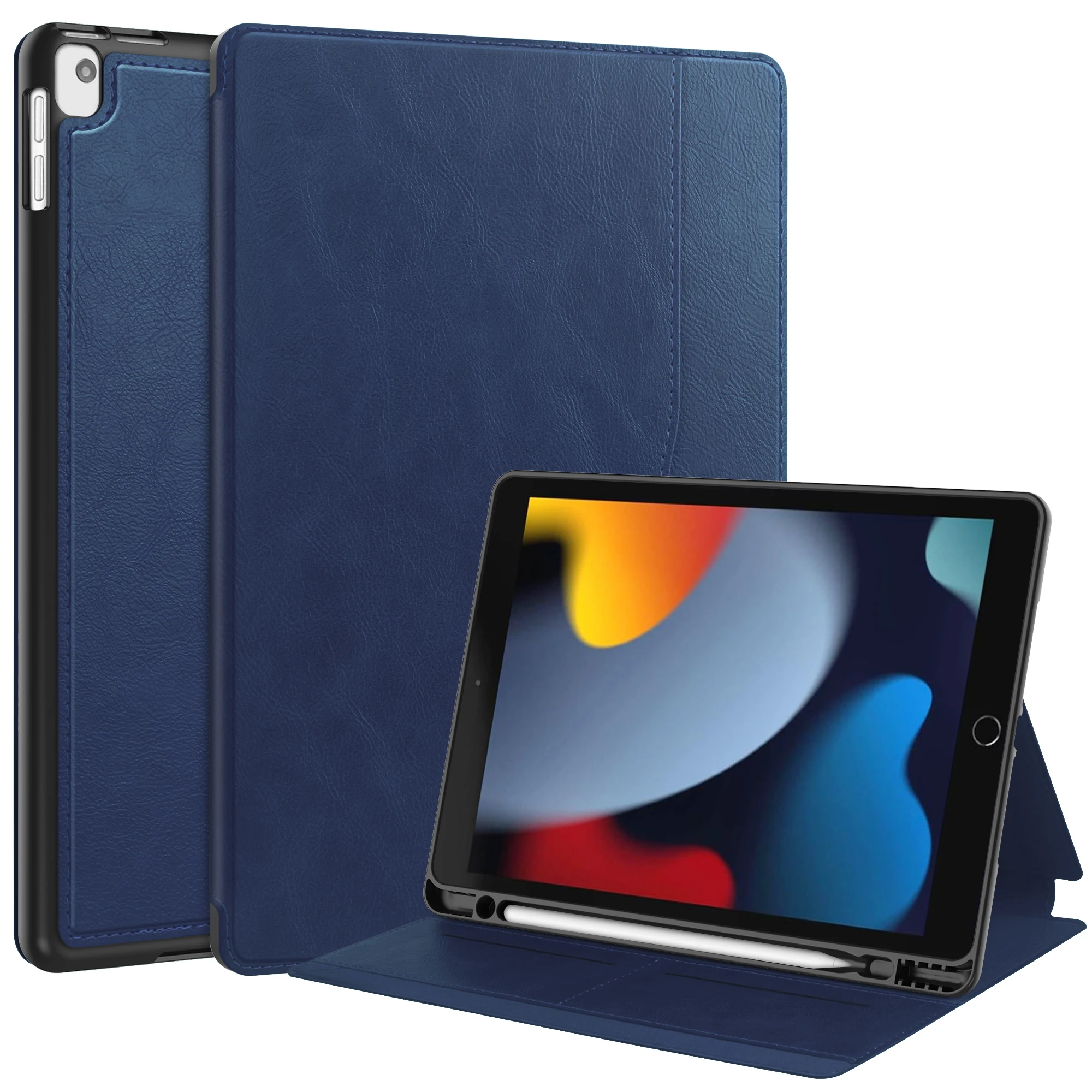 

Smart Case For iPad 10.2 7th 8th 9th Generation Air 3 Pro10.5 Stand Cover Luxury PU Leather Pocket & Auto Sleep/Wake Function