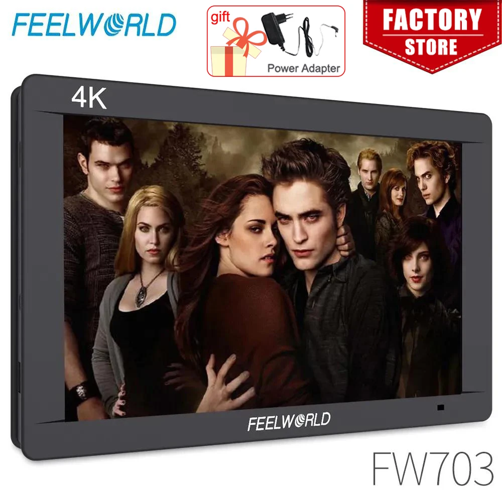 

FEELWORLD FW703 7 Inch IPS Full HD 3G SDI 4K HDMI On Camera DSLR Field Monitor 1920x1200 with Histogram for Stabilizer Camera