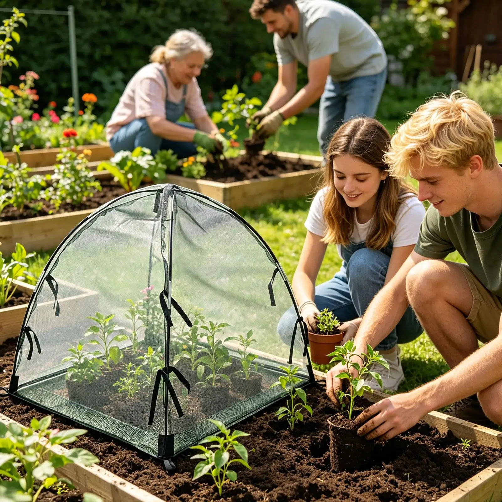 Plant Protectors for Garden Breathable Sun-Proof Net Protector Plant Protection Cover Deer Barrier for Vegetable Fruit Tomato