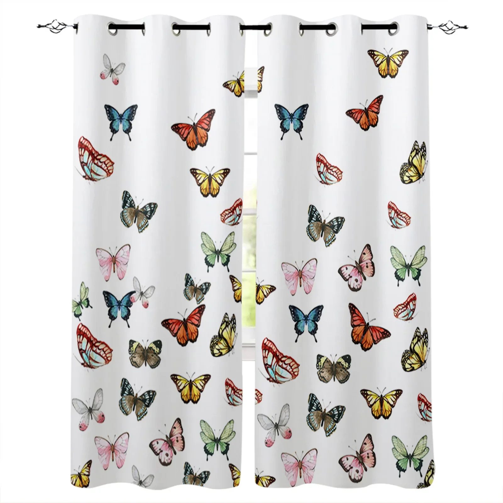 Butterfly Repeat White Curtains For Living Room Bedroom Window Treatment Blinds Finished Drapes Kitchen Curtains