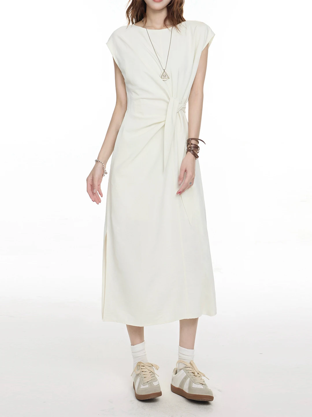 

Белое платье А-силуэта с рукавами-крылышками и завязками на талии, приталенное, женское, модный дизайн, весна-лето, новый французский стиль, короткий рукав