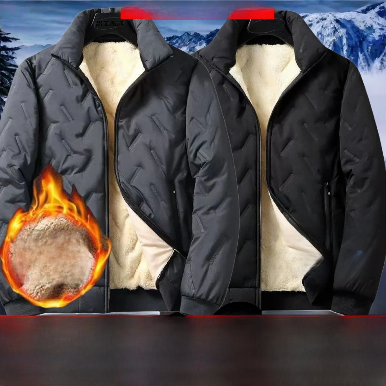 

American Style Thickened Loose Lamb Velvet Cotton Jacket Men's Autumn Winter Fleece Lined Thick Windproof Cold Proof Warm Lon...
