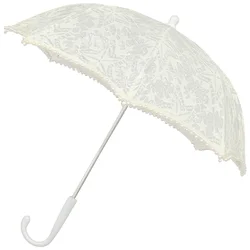 Wedding Umbrella Bride Parasol Beach Necessities Vacation Flower Dresses For Girls Embroidery Lace White