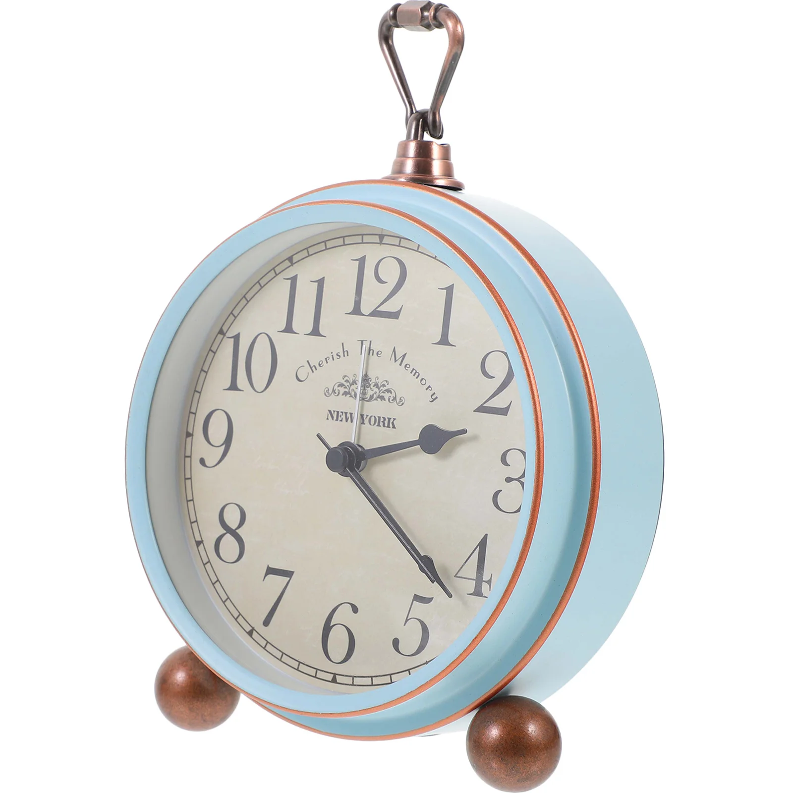 

1pc Retro Desk Vintage Metal Table Clock For Home Decor Creative Silent Blue Number No Table Metal Clock Needed
