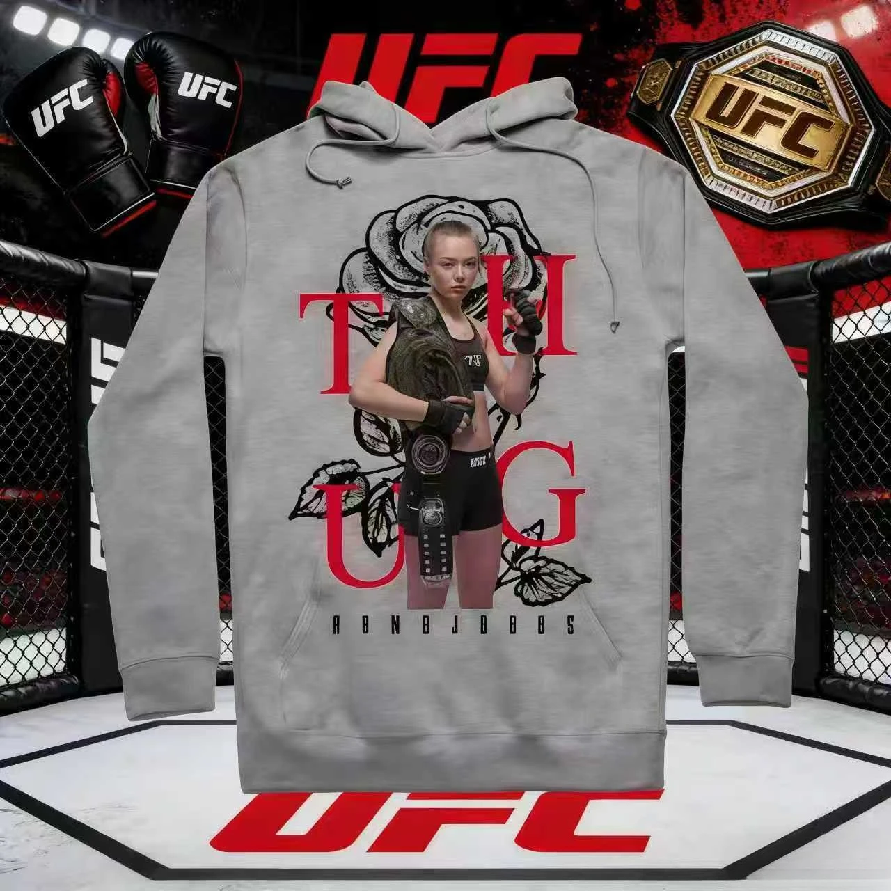 

Хлопковая дышащая толстовка с капюшоном UFC Ros Namajunas 2026 (осень/зима) с принтом, унисекс