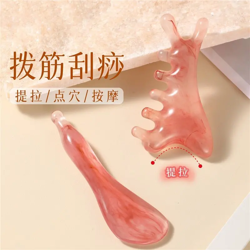 Resin Gua Sha Facial Massage Tool Set Scraping Board Acupoint Stick Eye Lifting Firming Beauty