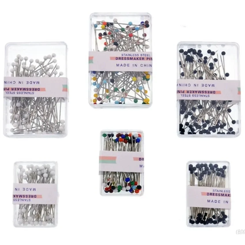 50/100Pcs DIY Sewing Crafts Pins Sewing Accessories Safety Pins Glass Ball Head Pins Mixed Colors Straight Quilting Needles Pin