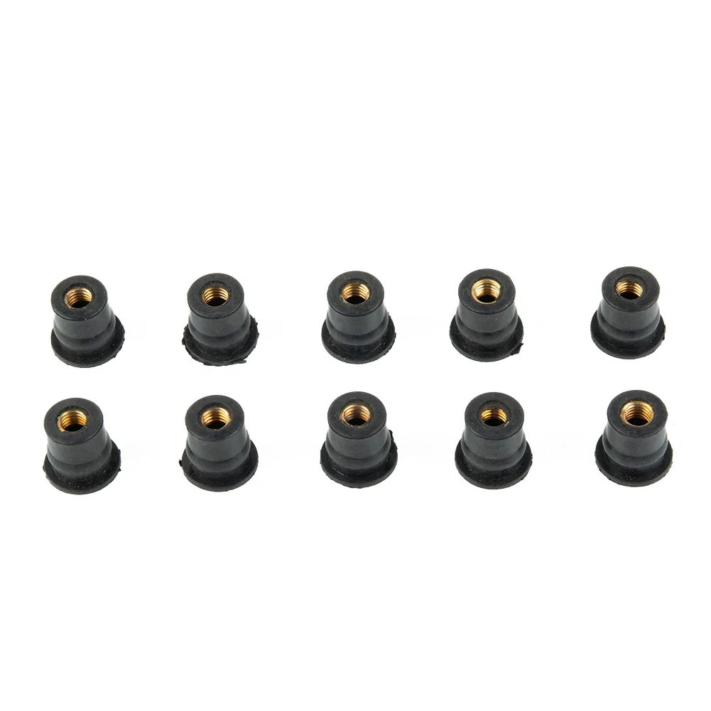 Motorcycle Windshield Rubber Mounting Hardware 10PCS M6 for Vibration Reduction and Panel Fixing on Motorcycles and ATVs