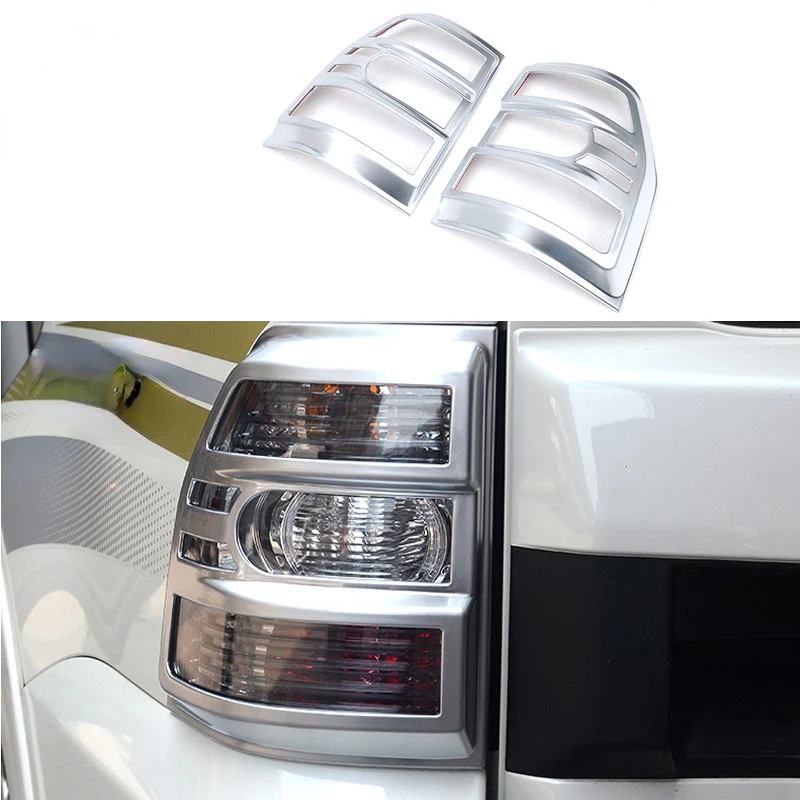 2pc Car Taillight Styling  Matte Silver  tail light Rear lamp Cover  for Mitsubishi PAJERO 2007-2019 taillight Trim Accessories