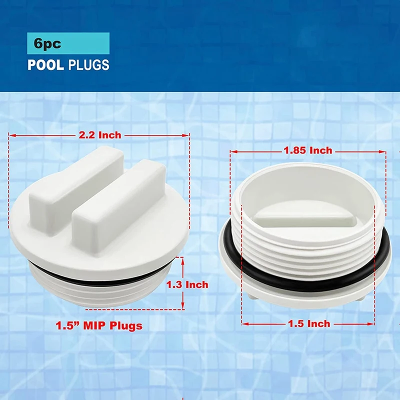 スイミングプール保護プラグ,お風呂のプールの液体を防ぐための,6個