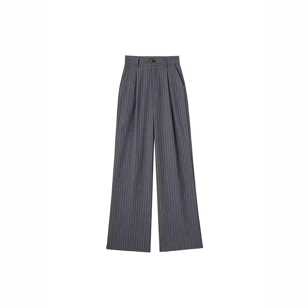 Pantaloni larghi arruffati pantaloni sartoriali da donna primavera 2024 pantaloni estetici a vita alta nuovi in pantaloni pantaloni Chic ed eleganti