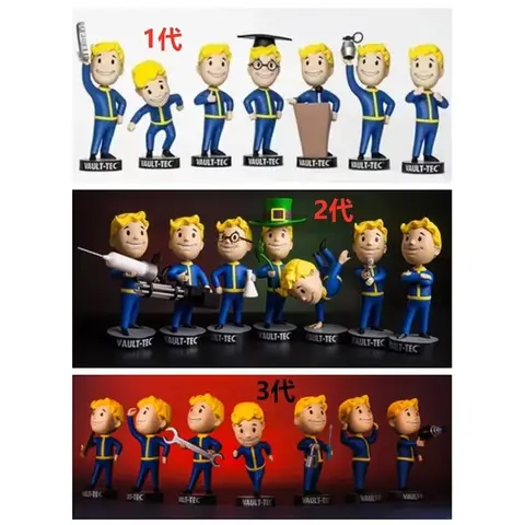 Bobblehead Söt Vault Boy Full Set Figur Leksaker Anime Actionfigur Staty Samling Modell Dockrum Ornament Leksaker Barn Present 6 best sales Fallout Bobblehead - №1