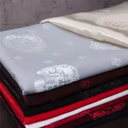 Jacquard Fabric with Chinese Character By The Meter for Cheongsam Hanfu Dress Pajamas Shirts Sewing Cloth Soft Smooth Red Black