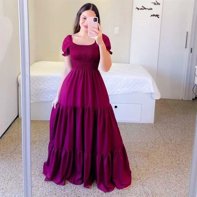 Spring Summer New Sle Women's Long Dr Fairy Skirt Floral Print off oulder Maxi Dr High Waist a Line Skirt Commute S...