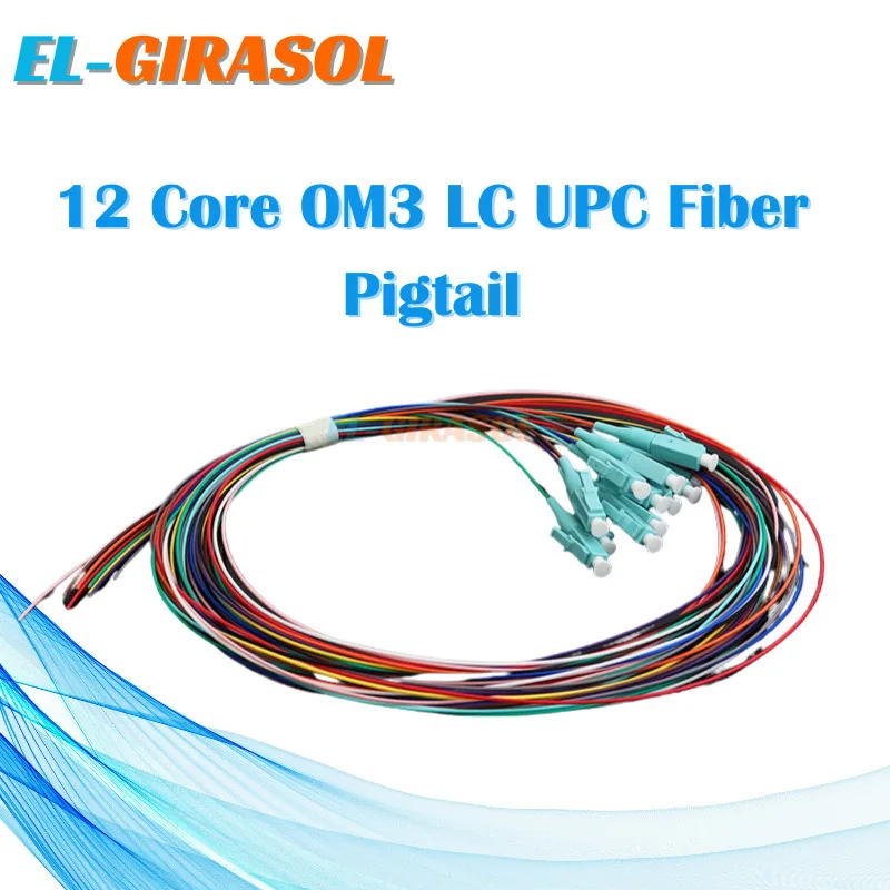 

2PCS 12 Core OM3 LC UPC Fiber Pigtail 0.9mm 10 Gigabit OM3 LC UPC Square Head Optic Jumper 12 Core Bundle Tail Fiber FTTH