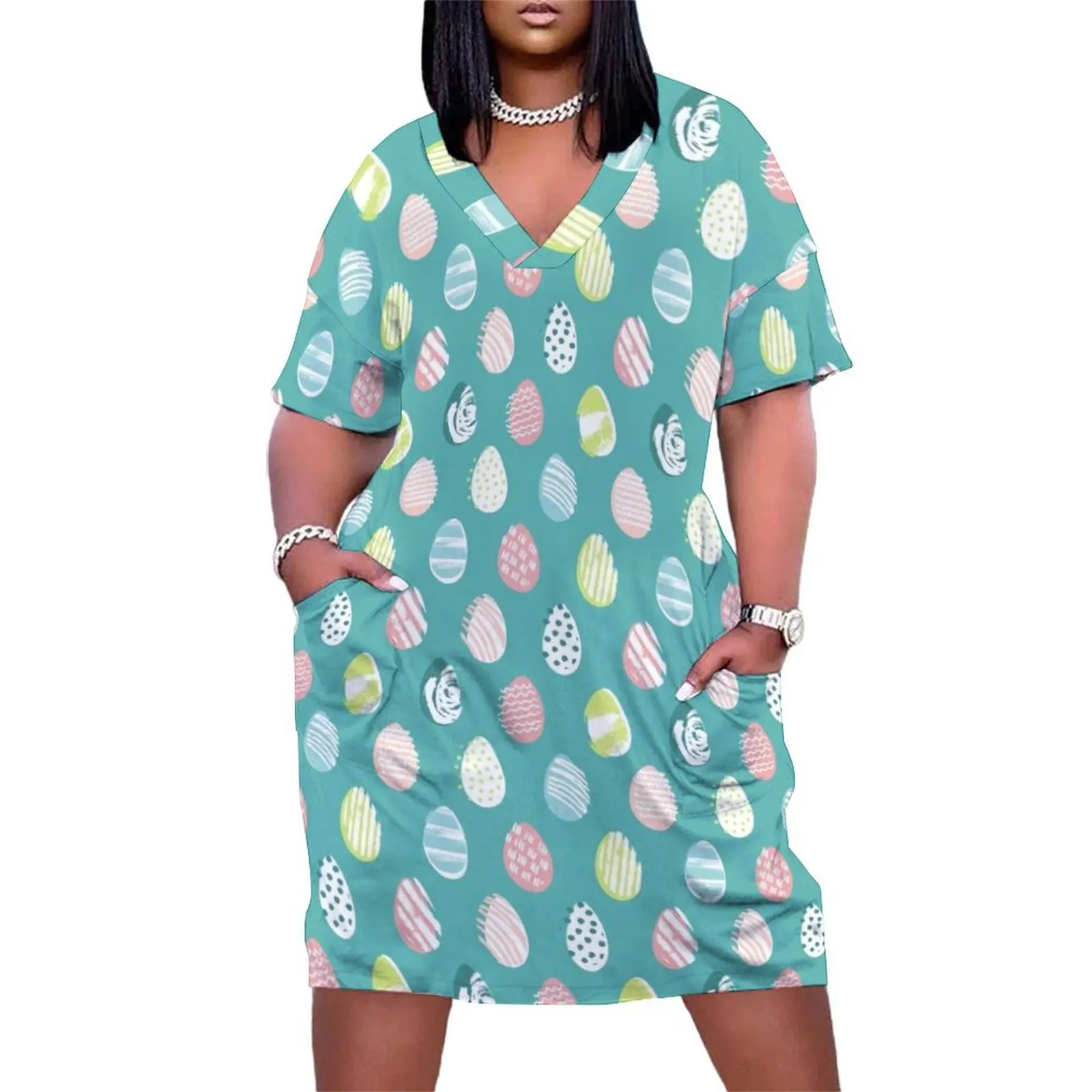 

EASTER DOODLE EGGS Loose Pocket Dress Party dresses for women dress for women summer