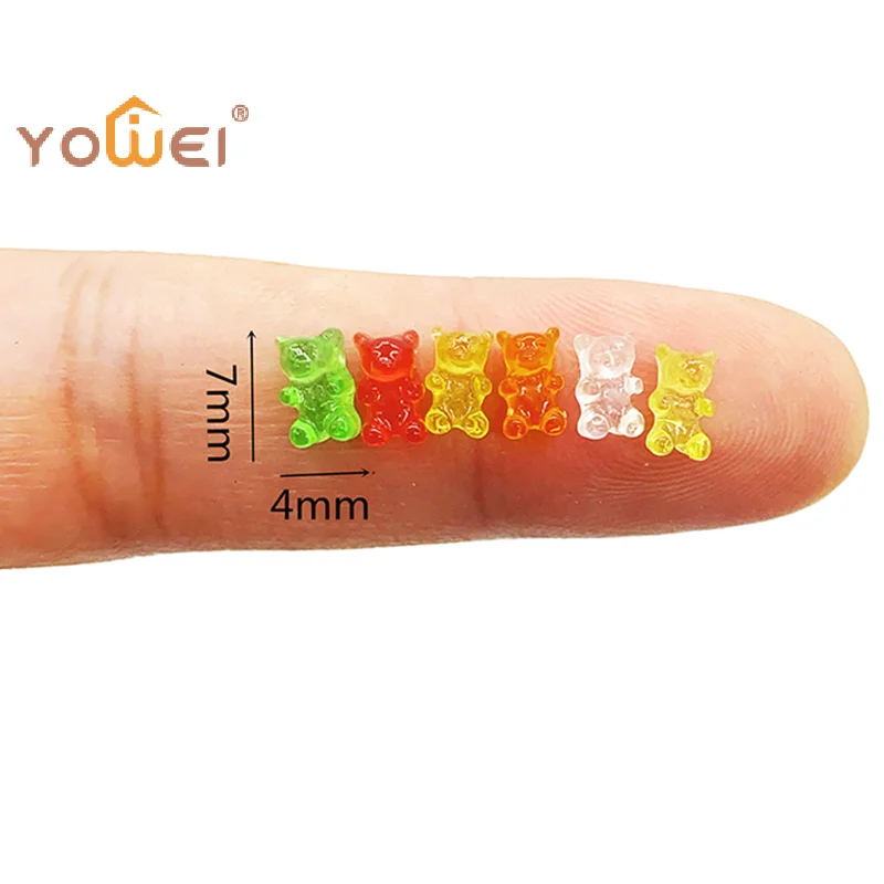 20Pcs Mini Resin Colorful Bear DIY Crafts Flatback Planar Resin Color Ornaments Dollhouse Candy Decoration Phone Shell Patch