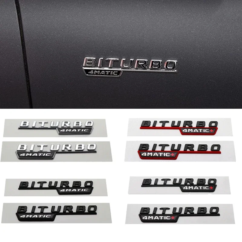 

2 шт. ABS боковая наклейка на багажник, наклейки для Mercedes Benz BITURBO 4MATIC, эмблема CLA GLK SLK C63 W213 W211 W207 W204 W203