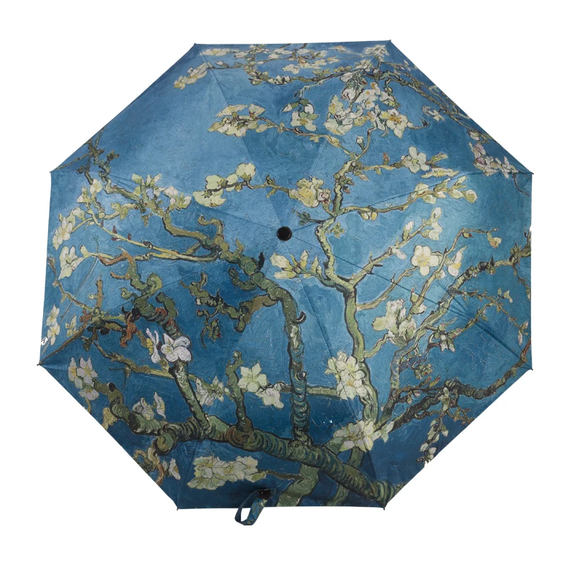 Small Fresh Umbrella Oil Painting Automatic folding Umbrella，umbrella for women men，Umbrella male，wind and water resistant