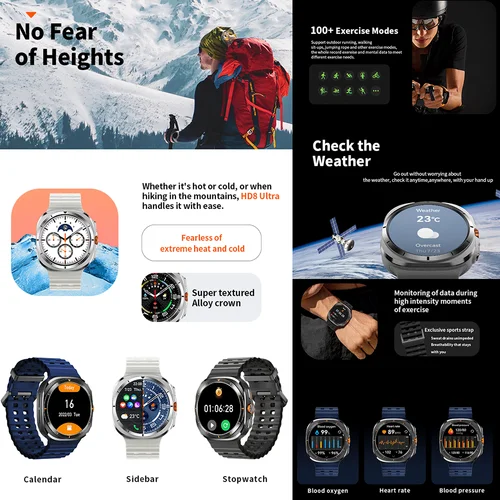 Imagen 2 del producto 2025 nuevo reloj inteligente Watch8 Ultra clásico NFC monitoreo de salud Bluetooth llamada 3ATM impermeable HD Smartwatch para IOS Android
