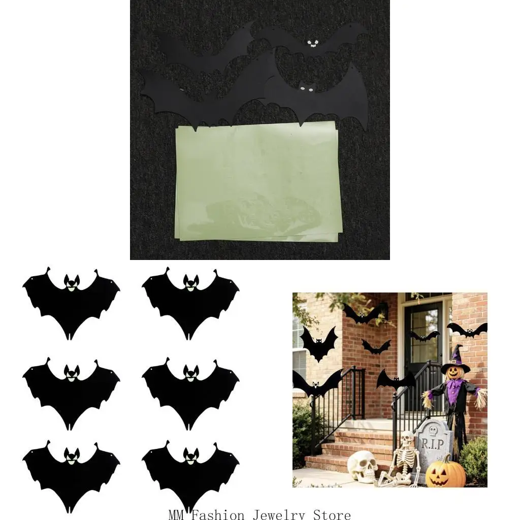 Halloween Doorway Bat Decoration Set, 6 Piece Plastic Hanging Decor for Party Displays, Ceilings and Entry Areas D0UB