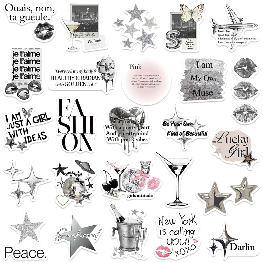 10/30/50PCS Cartoon Zilver Lucky Girl INS Sticker DIY Telefoon Laptop Bagage Skateboard Graffiti Decals leuk voor Kid