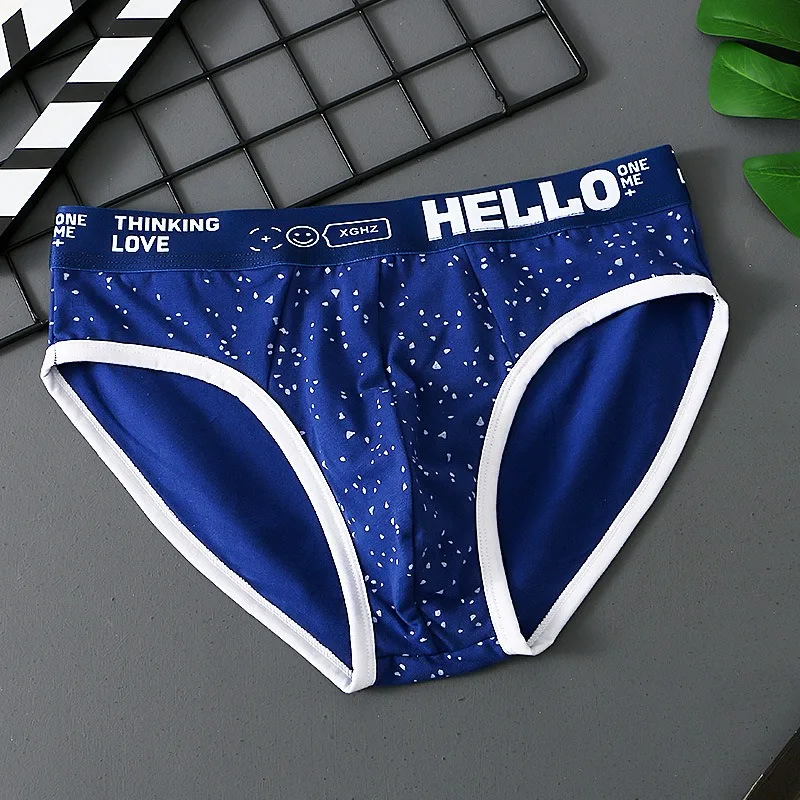 Men's Cotton Dot Print Sexy Bikini Convex Pouch Briefs Boys Soft Lingerie Low Waist Breathable Panties Male Underwear Underpant