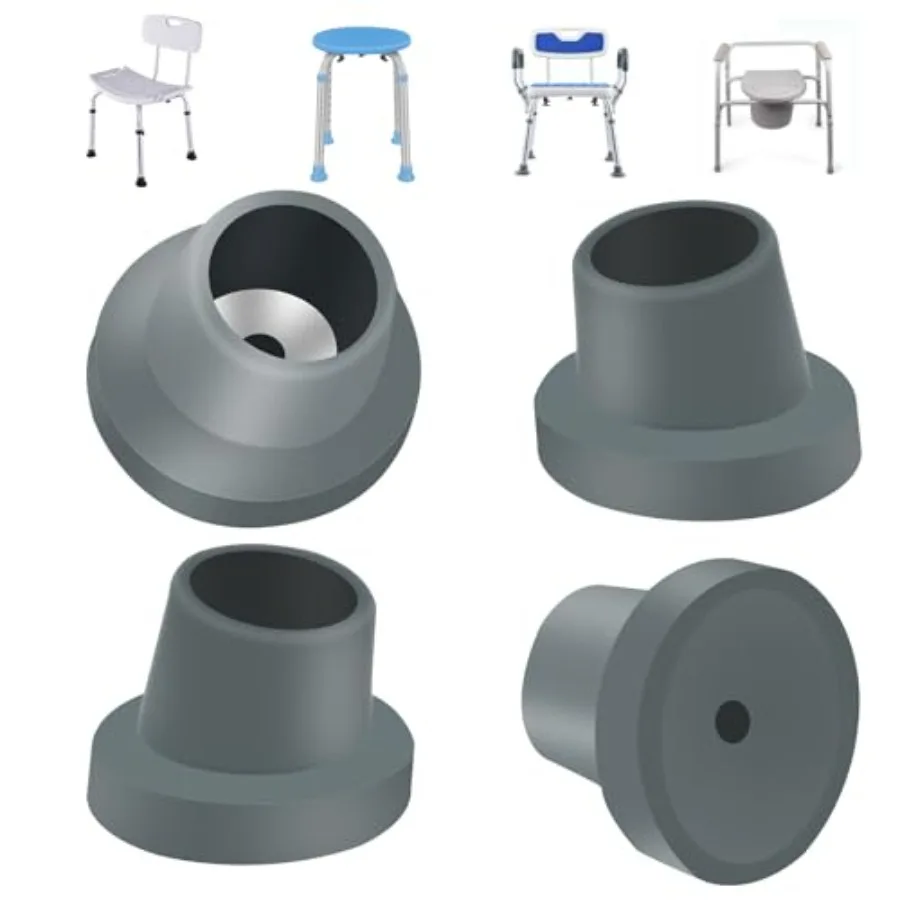 

4 Pcs Replacement Feet for Bath Chair Leg Caps Heavy Duty Slope Rubber Feet Pad for Bath Seat Shower Stools Gray, 1-1/8