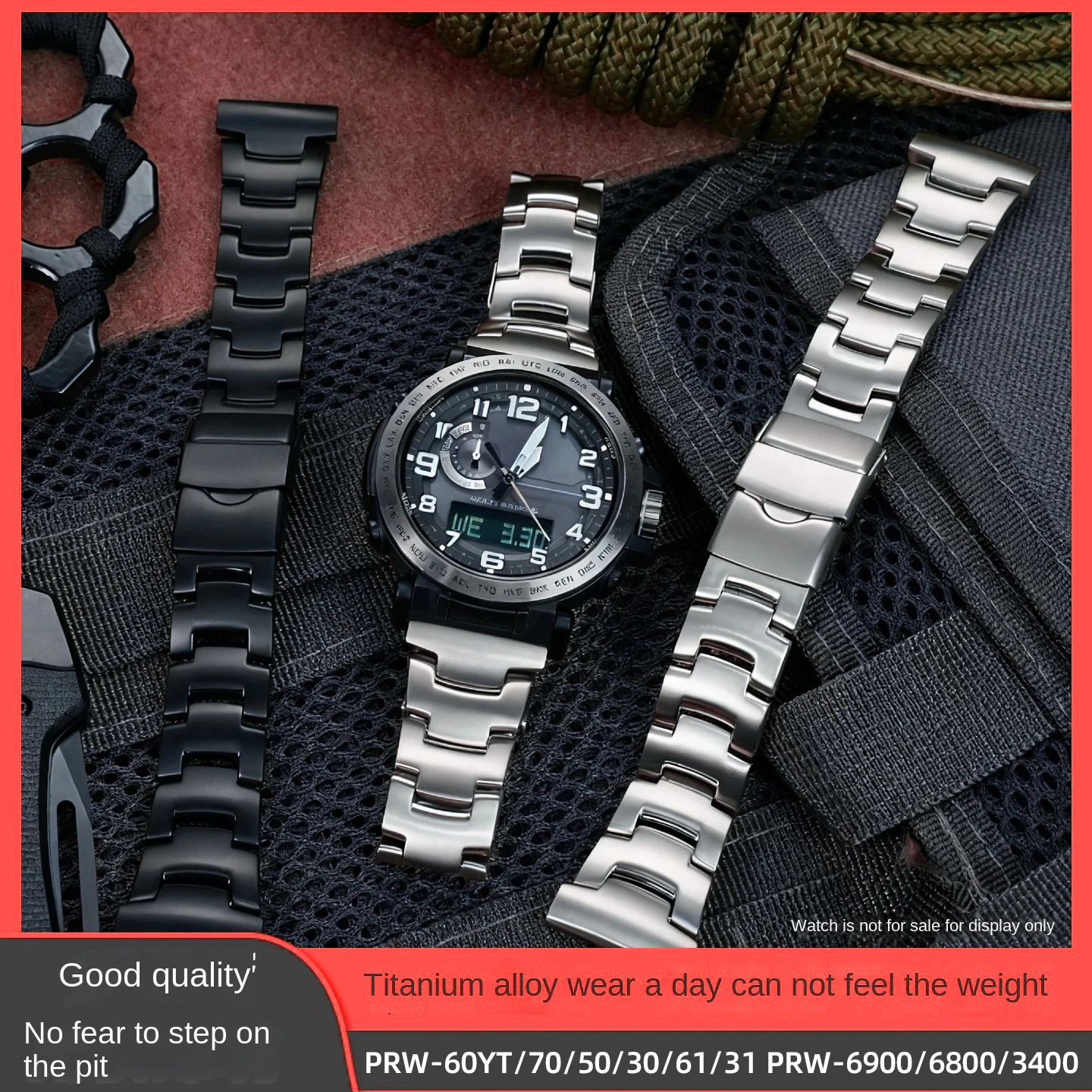 

23mm Titanium Alloy Bracelet for Casio Men's Watch PRW-60YT/70/50/30/61/31 PRT-B50/B70 PRW-6900/6800/3400 Metal Strap watch band