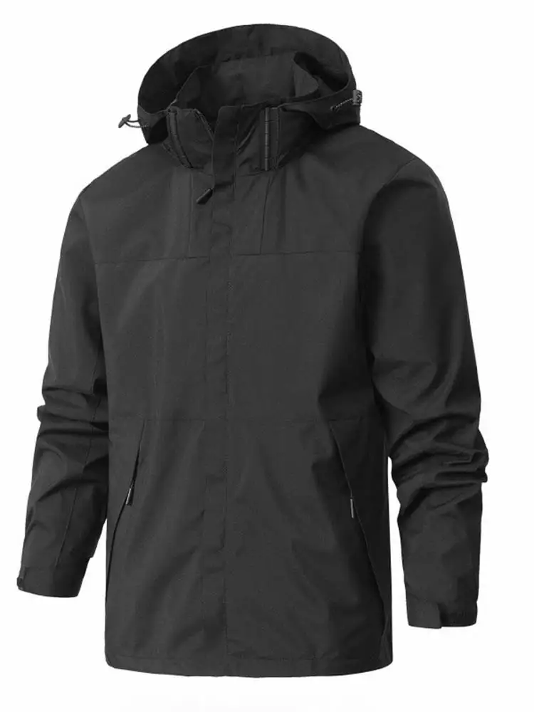 Outdoor Single-layer Zipper Long Sleeved Hooded Jacket Spring Autumn Men Lightweight Windproof Waterproof Hiking Climbing Coat