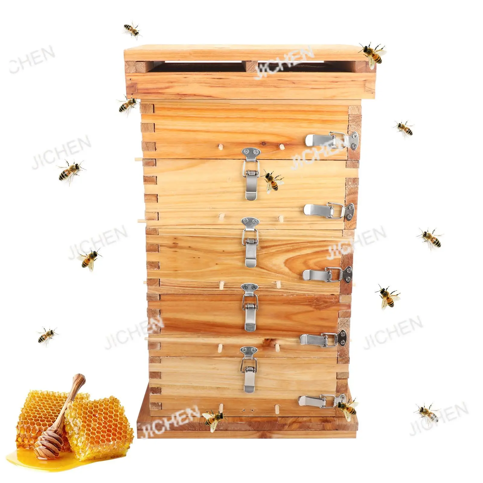 

JC средний решетчатый ящик для пчел, вареный воск, улей, толстая почвенная коробка для пчел, ведро для пчелиной ловушки, инструмент для пчеловодства с квадратной решеткой