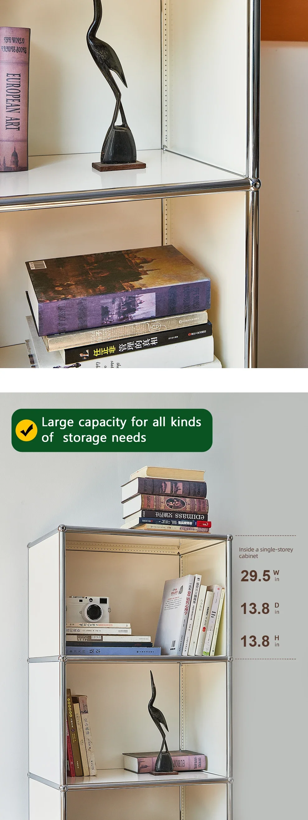 2026 Bookshelves Modular Combination Display Cabinets INS Module Convertible Modern Simple Stainless Steel Bookcase