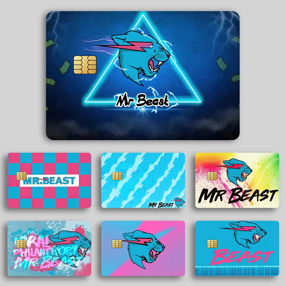 Youtuber M-Mr B-Beast شعار شعبية فيلم الجلد غطاء بطاقة الائتمان ملصقات 4 قطعة الخصم الجبهة الديكور البنك حافلة تمرير مقاوم للماء #2