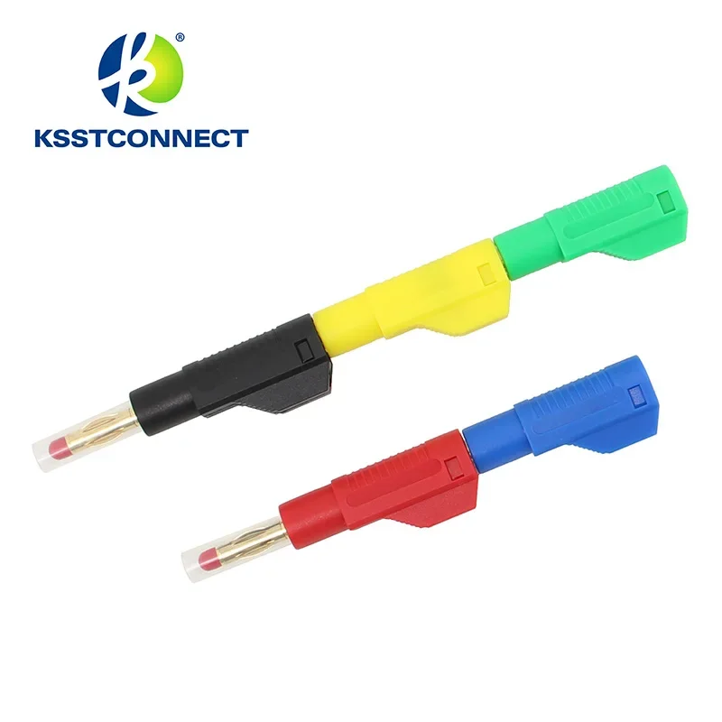 BP450G High Quality Gold Plated 4mm Retractable Banana Plug Stackable Solder type with protective sleeve