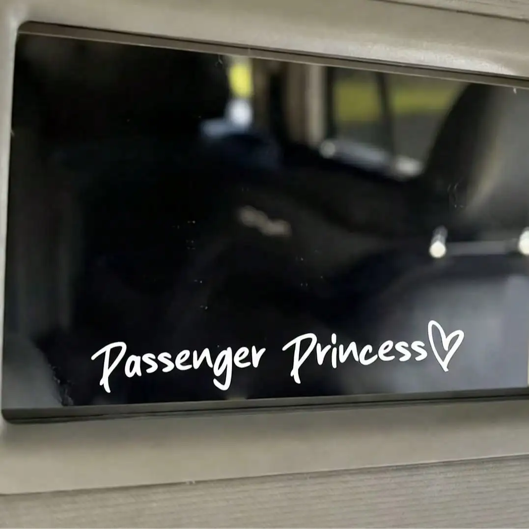 Quote Passenger Princess Decal, Heart Accent Design for Car Mirror