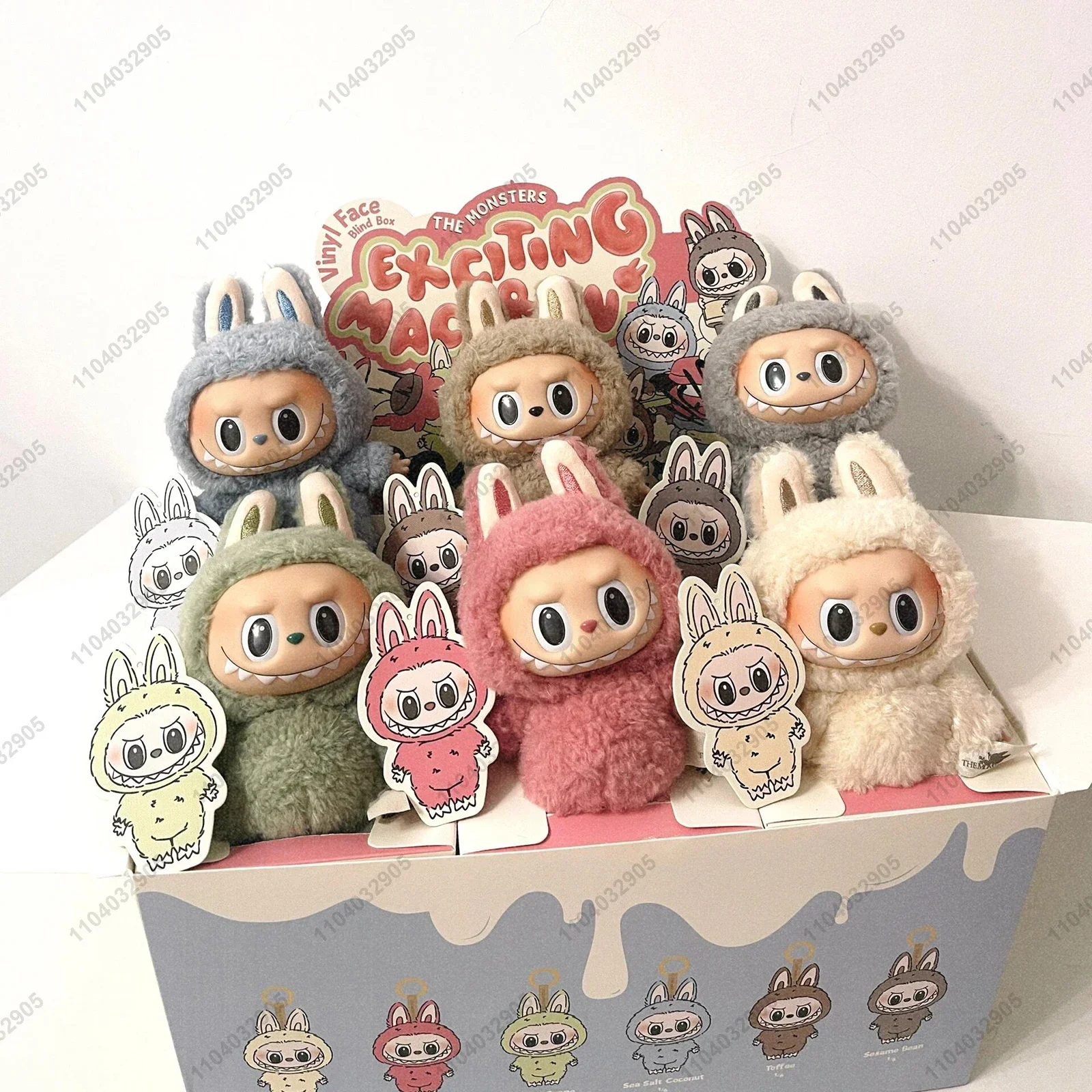 Labubu The Monsters Original 1:1 Replica Exciting Macaroon Box Toy Vinyl Plush Doll Cartoon Action Figure Bag Charm Bag Pendant