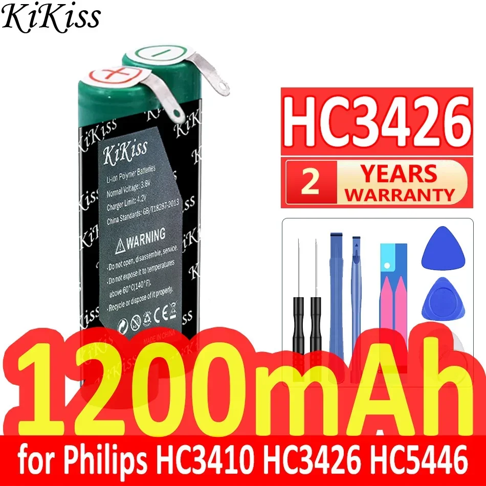 1200mAh KiKiss Powerful Battery for Philips HC3410 HC3426 HC5446 HC5447 HC5450 BT9290 QC5130 Electric Shaver