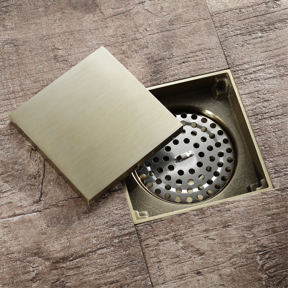 10*10cm Square Floor drain Shower room Drain Tile Insert Invisible  brushed Gold Water Filter Black Gold Chrome Nickel Brushed