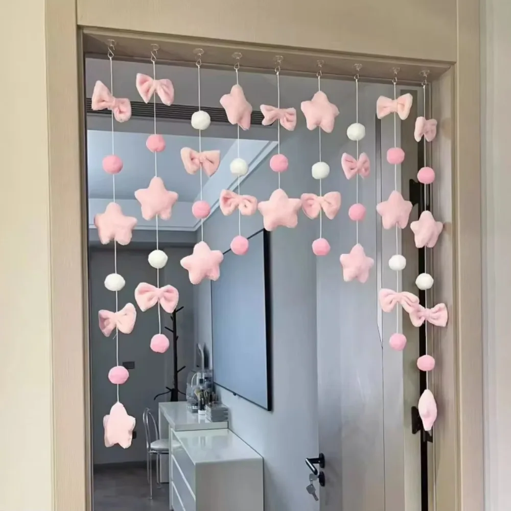 DIY Cute Knot Door Curtain Room Divider No Drill Bedroom Bay Window Partition Curtain Girl Heart Decor Home Decoration
