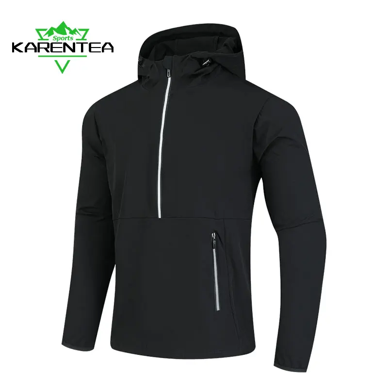 Running Coats Men Reflective T-Shirts Sportswear Jogging Outdoor Sport Jackets Hooded Gym Fitness Clothing Man Breathable Coat