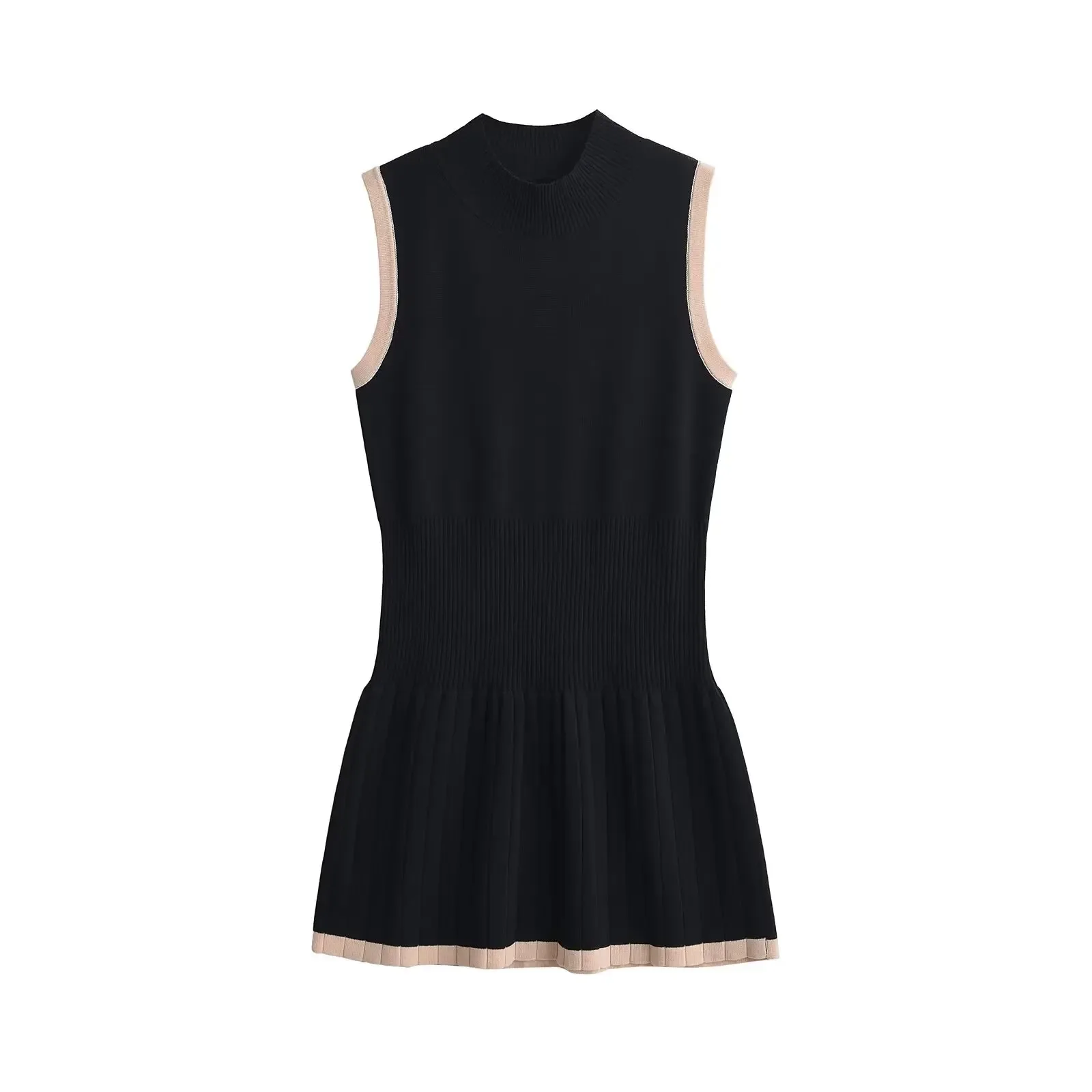 Knitted Short Dress Women Summer Mini Dresses for Women New Fashion Sleeveless O Neck Dress Streetwear Casual Dresses