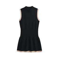 Knitted Short Dress Women Summer Mini Dresses for Women New Fashion Sleeveless O Neck Dress Streetwear Casual Dresses