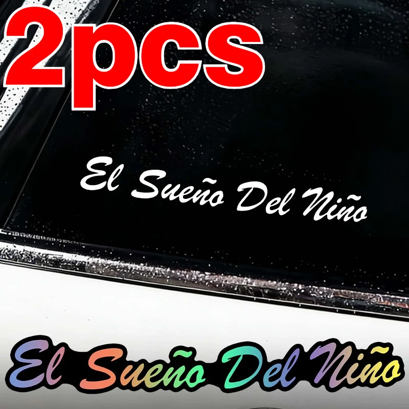 2Pcs/set Holographic El Sueño Del Niño Vinyl Stickers Waterproof Decals for Motorcycle Helmet Fuel Tank Car Window Decor