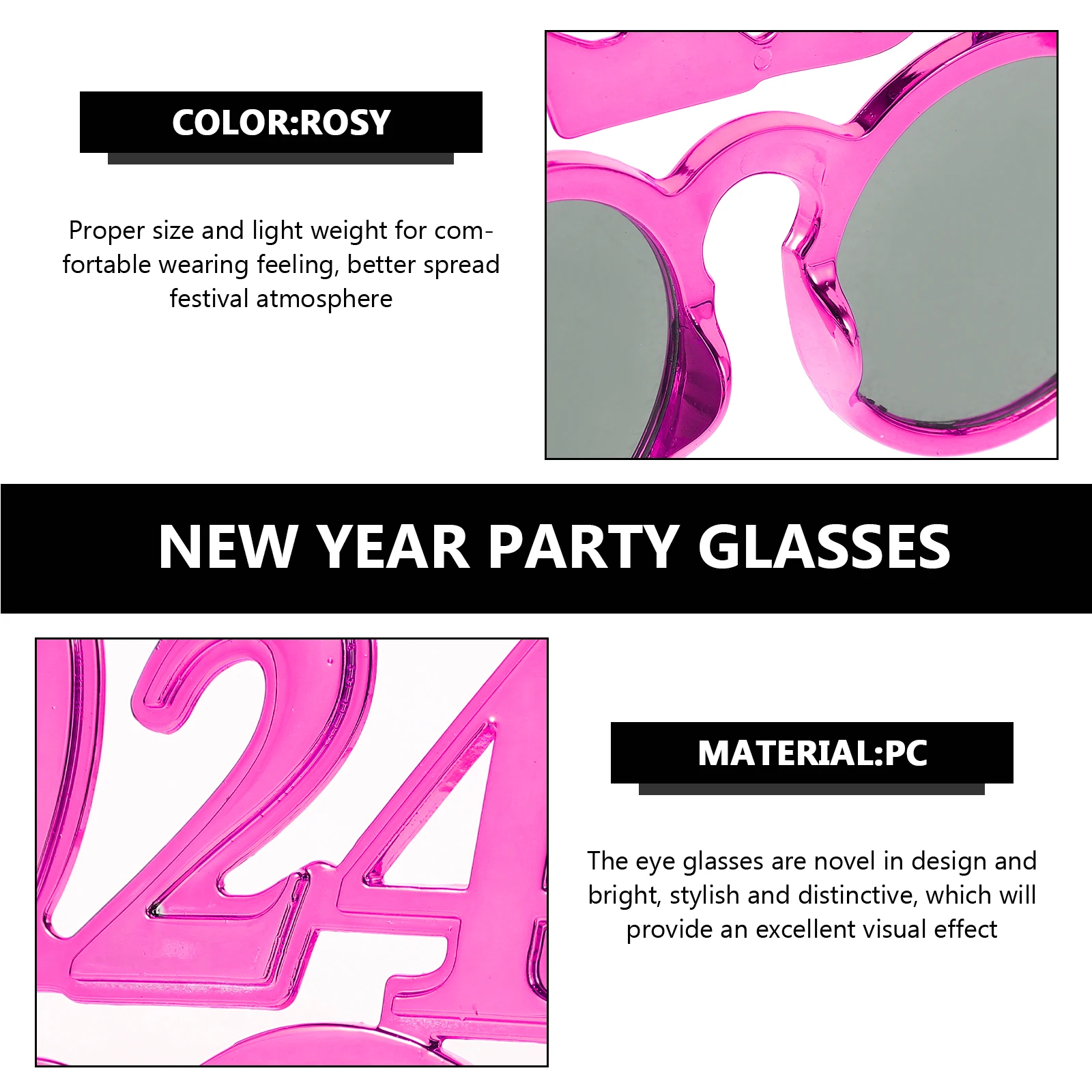 

HOOTNEE Fun Glasses 2024 New Year Cosplay Party Photo Prop Graduation Dancing Eyewear Supply
